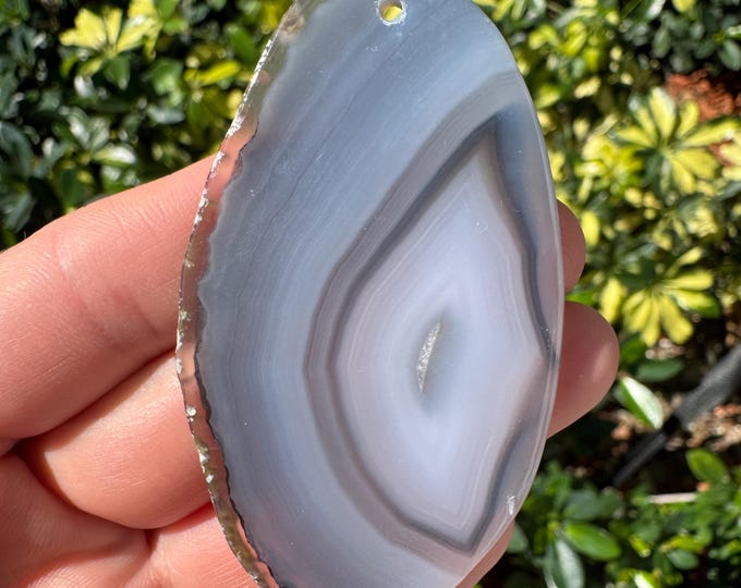 Black Striped Agate Gemstone Freeform Plate Slab Pendant Focal Bead Size 60-80mm