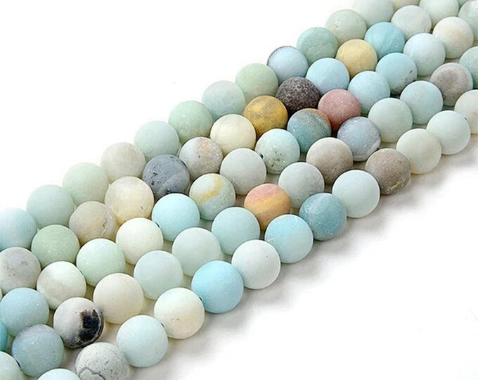 Grade A Natural Multicolor Amazonite Gemstone Matte Round Beads | Sold by 15 Inch Strand | Size 4mm 6mm 8mm 10mm 12mm