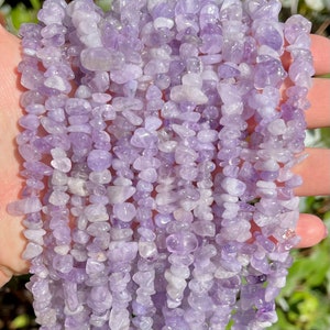 Natural Lavender Amethyst Gemstone Chips Beads | Sold by 31 Inch Strand | Size 5~8mm | Hole 0.8mm