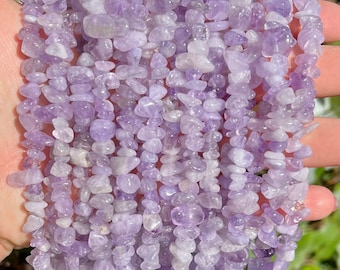 Natural Lavender Amethyst Gemstone Chips Beads | Sold by 31 Inch Strand | Size 5~8mm | Hole 0.8mm