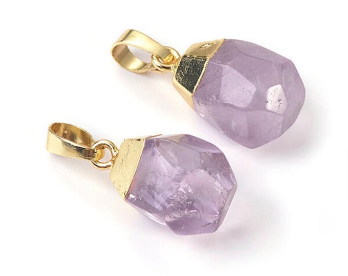 ONE Lavender Amethyst Top Gold Plated Faceted Nuggets Pendant Size 12x17mm