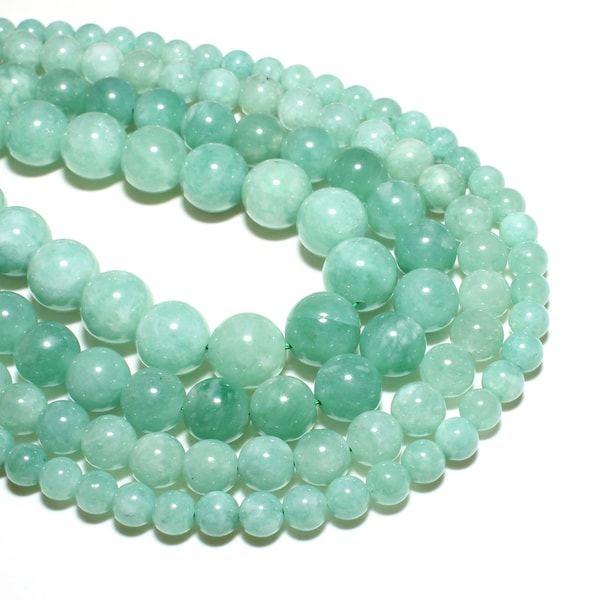 Burmese Green Jade Beads | Round Natural Gemstone Beads | Sold by 15 Inch Strand | Size 4mm 6mm 8mm 10mm