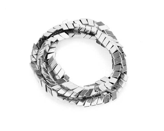 Grade A Plated Natural Hematite Gemstone Arrow V-Shape Beads | Sold by 15 Inch Strand | Size 6x4.5mm