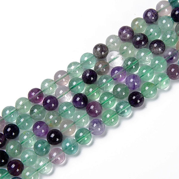 AA Grade Natural Rainbow Fluorite Gemstone Round Beads | Sold by 15 Inc Strand | Size 6mm 8mm 10mm 12mm