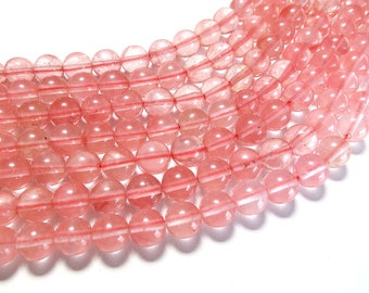 Cherry Quartz Beads | Grade A | Round Natural Gemstone Beads | Sold by 15 inch Strand | Size 6mm 10mm