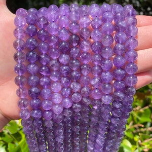 Purple Amethyst Beads Grade A Round Natural Gemstone Loose Beads Sold by 15 Inch Strand Size 4mm 6mm 8mm 10mm 12mm 14mm 12mm