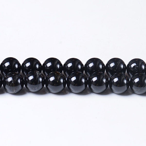 AA Grade Natural Black Tourmaline Schorl Gemstone Round Beads | Sold by 15 Inch Strand | Size 4mm 6mm 8mm 10mm