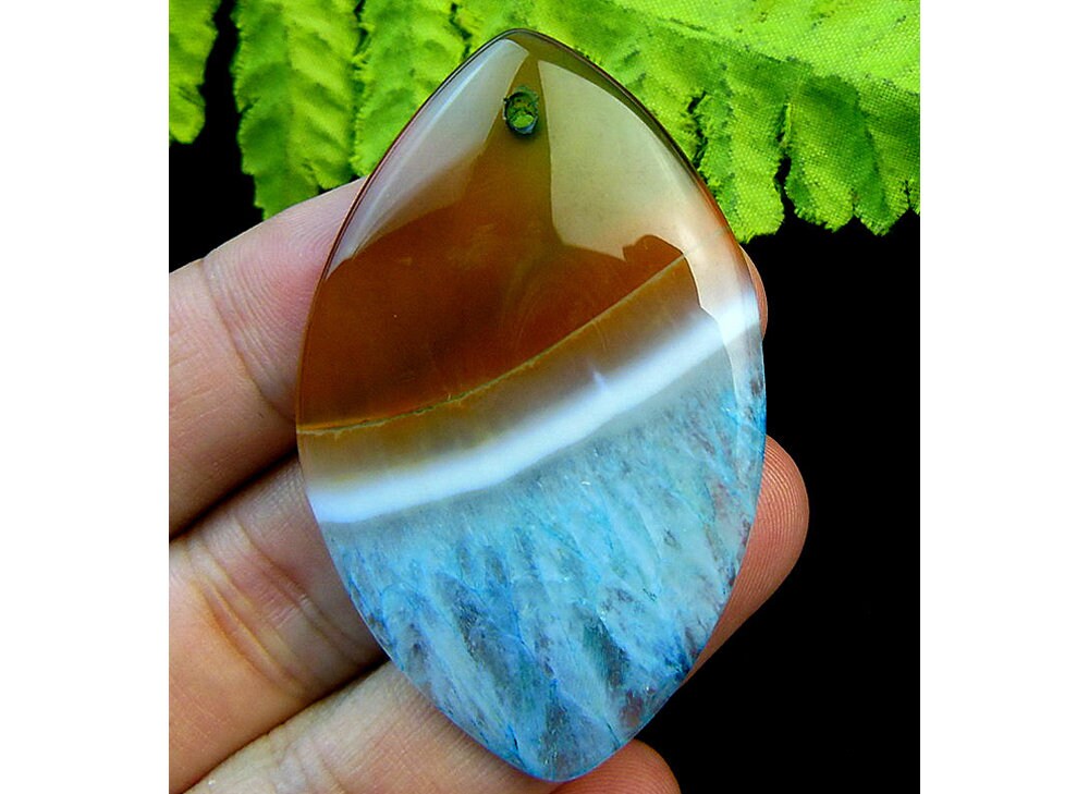 Blue Brown Druzy Geode Agate Horse Eye Gemstone Pendant Focal Bead