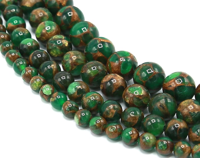 Green Goldstone Beads | Green Sandstone Beads | Round Synthetic Gemstone Beads | Sold by 15 Inch Strand | Size 12mm