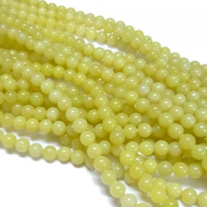 Yellow Lemon Jade Beads | Round Natural Gemstone Beads | Sold by 15 Inch Strand | Size 4mm 6mm 8mm 10mm