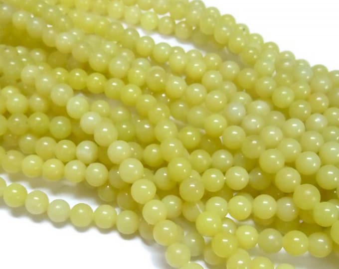 Yellow Lemon Jade Beads | Round Natural Gemstone Beads | Sold by 15 Inch Strand | Size 4mm 6mm 8mm 10mm