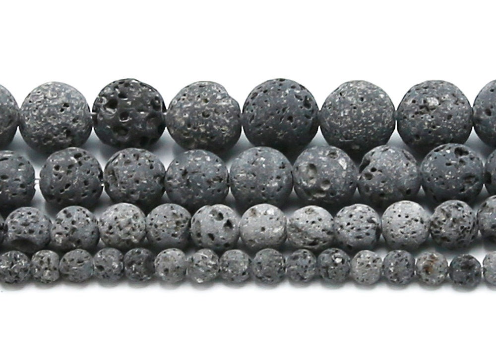 Natural Lava Beads Unwaxed, Gray Volcanic Rock Beads