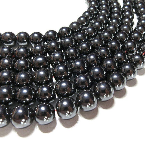 Hematite Beads | Non Magnetic | Round Natural Gemstone Loose Beads | Sold by Strand | Size 4mm 6mm 8mm 10mm 12mm