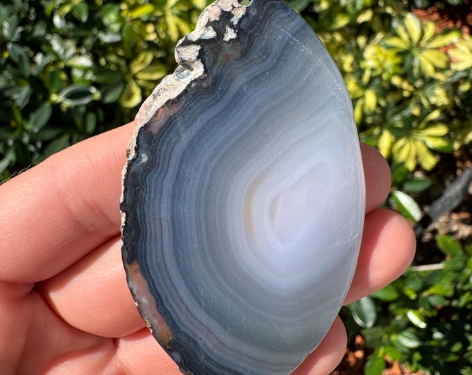 Black Striped Agate Gemstone Freeform Plate Slab Pendant Focal Bead Size 60-80mm