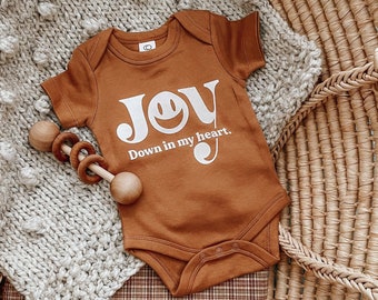 Joy down in my heart / ginger tee/  organic kids clothing screenprinted eco friendly sustainable tee infant bodysuit