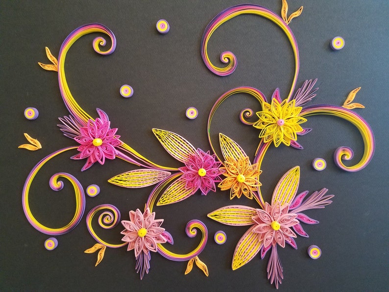 Quilled Paper Flowers, Flower Art, Flower Décor, Neon Art, Neon Flowers