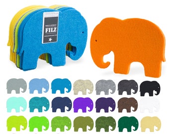 Filz Elefant Untersetzer Tassenuntersetzer /Filzelefant Filzuntersetzer  - 50 Farben - Glasuntersetzer - vegan & waschbar