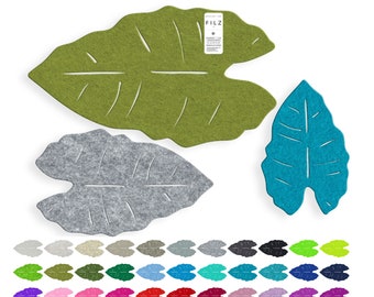 Tropische Blätter / Palmblatt BLATT FILZ Untersetzer Tassenuntersetzer Platzmatte - Farbwahl -  vegan & waschbar