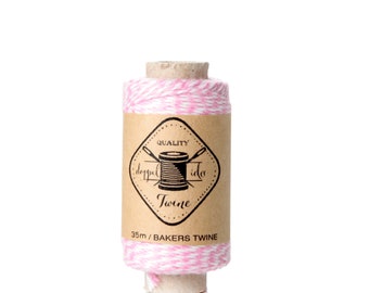 35m Rolle ROSA/WEIß Kordel zweifarbig Bakers Twine Garn - Bäckergarn - zweifarbig 0,11 EUR / m