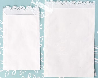 10 Geschenktüten mit Spitze / Papiertüten / Tüten -  Papier - weiß