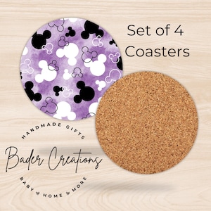 Purple Mouse Coasters: Set of 4 Abstract Drink Coasters