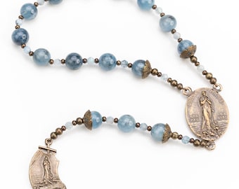 Aquamarine Our Lady of the Sea, Stella Maris Chaplet, Vintage Catholic Prayer Beads,  Makes a Special Catholic Gifts perfect for Women