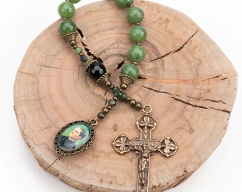 Blessed Father McGivney Knights of Columbus Mens Catholic Vintage Handmade Tenner in Canadian Jade, Perfect Father's Day or Priest Gift