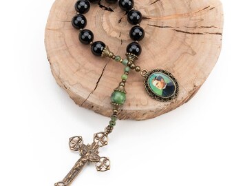 Blessed Father McGivney Knights of Columbus Mens Catholic Vintage Handmade Tenner in Black Onyx, Perfect Father's Day or Priest Gift