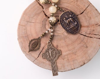 Lamb of God Catholic Chaplet Celebrating Agnus Dei, the Easter Resurection, Jesus Christ is Lord w/ Sacred Heart Medal, Handmade Rosary
