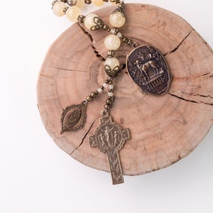 Lamb of God Catholic Chaplet Celebrating Agnus Dei, the Easter Resurection, Jesus Christ is Lord w/ Sacred Heart Medal, Handmade Rosary