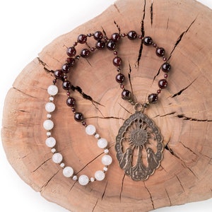 Chaplet of the Blessed Sacrament for Daily Adoration~ Unique Handmade Catholic Prayer Beads, Heirloom Rosary in Garnet & Moonstone Beads