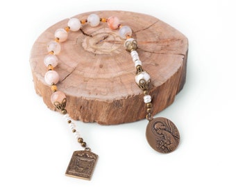 Blessed is She who Believed Vintage Catholic Decade Rosary - Tenner Rosary with Virgin Mary & Archangel Gabriel in the Annunciation