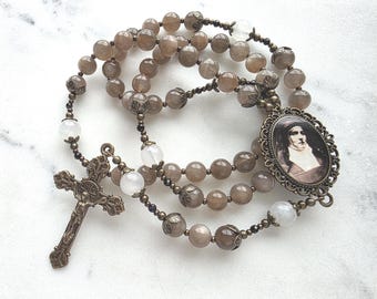 Saint Teresa Benedicta Sunstone Bronze Catholic Rosary - aka Saint Edith Stein
