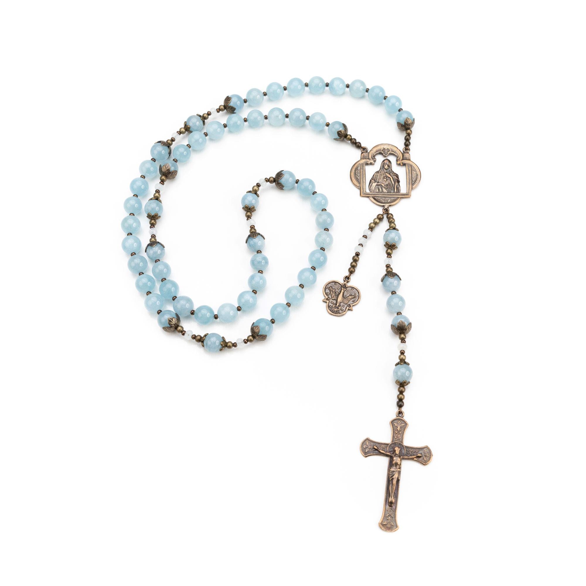 The Immaculate Heart of Mary Beautiful Aquamarine Heirloom Rosary - Etsy