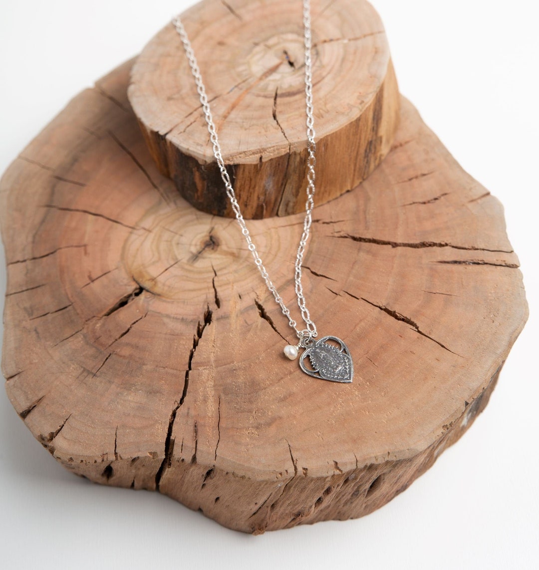 Our Lady of Lourdes Sterling Silver Catholic Necklace W/gemstone Dangle ...