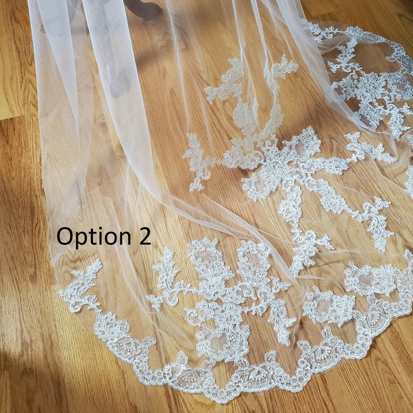 Dakota beaded lace cathedral veil 110