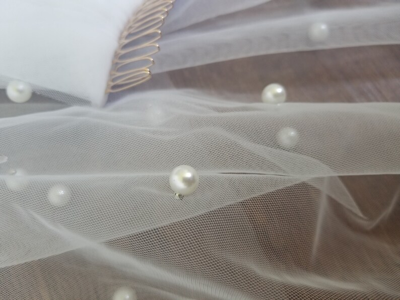 Crystal and pearl veil Pauline