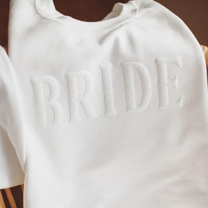 Bride sweatshirt, Embossed Bride sweatshirt, Bride gift, Bride crewneck sweatshirt, Personalized Wedding Gift, Custom Wedding Gift, Bridal image 8