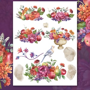 Danksagungs-Aquarell Clipart, rustikale Herbst-Grenze PNG, Herbsternte-Clip-Art, Herbst-Hochzeitskunst, Kürbis-Apfel-Trauben-Pfingstrose Grafiken