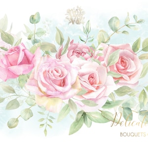 Watercolor Pink Floral Wedding Border Clipart Blush Pink Rose - Etsy