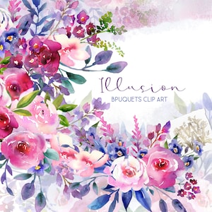Aquarell lila Boho Blumen Clipart, lila Blumen Rahmen Clip Art, lila Hochzeit Rahmen, rustikale lila und rosa Rose png, blaue Blätter