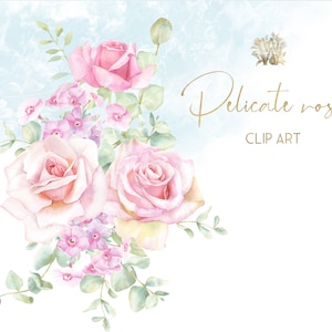 Watercolor wedding boho clipart, white pink rose bouquets clip art, sublimation png