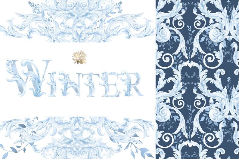 May include: A winter-themed design featuring a blue and white ornate pattern with the word "Winter" in the center. The design is perfect for creating cards, invitations, or other winter-themed crafts.