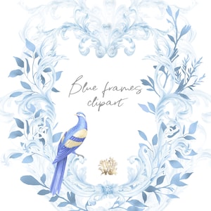 Blaue Barockrahmen png, Baby Jungenparty Aquarellrand Clipart, Goldfolienblätter, antike Verzierung, königlicher Kronprinz Retrostil