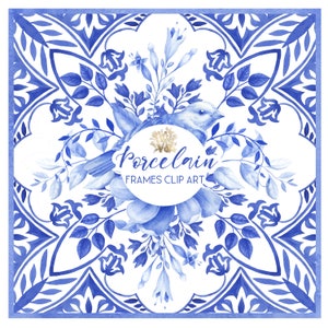 Chinoiserie bruiloft png-clipart - blauwe bloemenlijst, aquarelornament, damast porseleinen krans