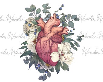 Floral Human Heart Etsy
