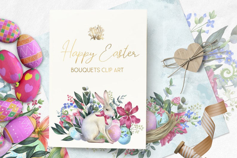 Download Watercolor Easter clip art spring bunny border clipart ...