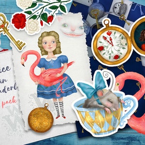 Clipart de Alice no País das Maravilhas: Arte Fantástica Caprichosa (PNG, JPG)
