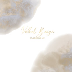 Watercolor Beige Splashes clipart, brush strokes clip art, marble textures elements, velvet background png