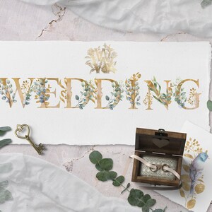 Eucalyptus Alphabet Watercolor Clipart Gold Floral Letters | Etsy Australia